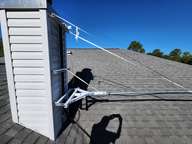 The mount is made of (3) lateral sections of unistrut attached to the wooden structure of my chimney by (6) 1/2x4 inch stainless lag studs.