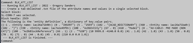 Image: AutoCad's console printout.