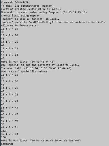 Image: AutoCad's console printout.