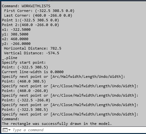 Image: AutoCad's console printout.