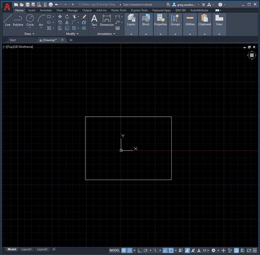 Image: A rectangle in AutoCad.
