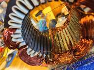 A view of the stator and coils.