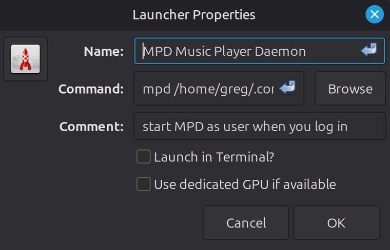 Menu editing Properties.