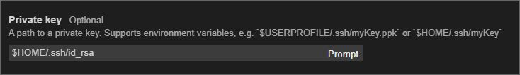 SSH FS config for setting the path to my keys.