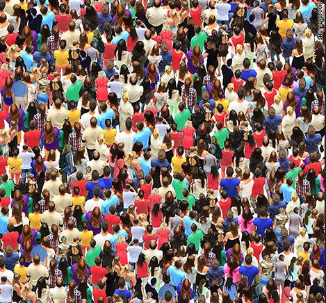 Each one, a world unto themselves. Image: A large crowd of people.