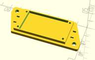 Here is the base in the OpenSCAD viewer. I only wanted two screws, and I also wanted ziptie holes for strain relief.