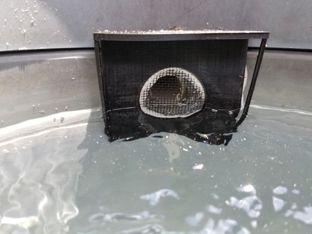 The 3D printed Frog Saver installed. Image: The 3D printed frog saver.