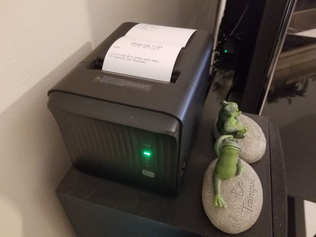 This 80mm receipt printer makes the best shopping lists in the world. Image: Shopping List Printer.