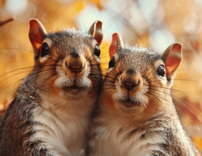 A handsome squirrel couple.